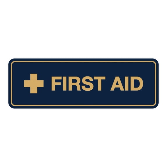 Standard First Aid Sign (Navy Blue/Gold) - Small