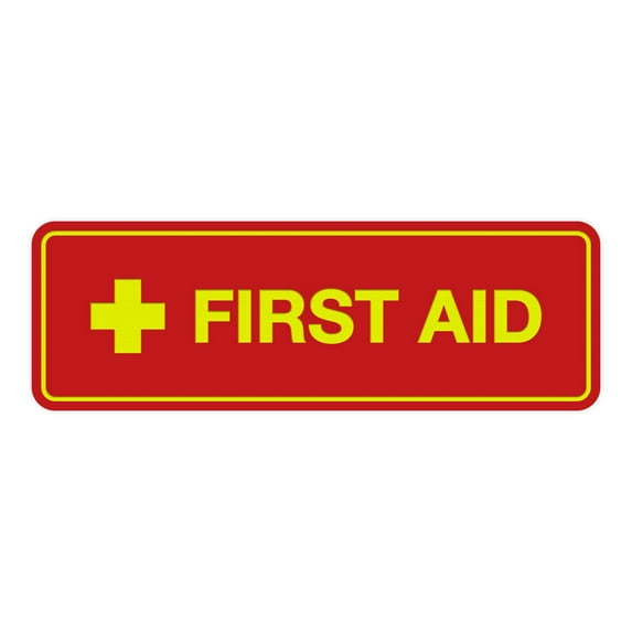 Standard First Aid Sign (Red/Yellow) - Small