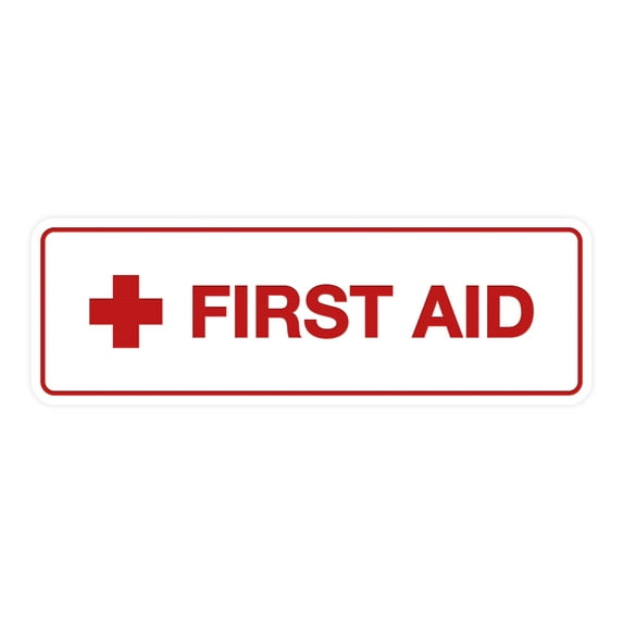 Standard First Aid Sign (White/Red) - Small