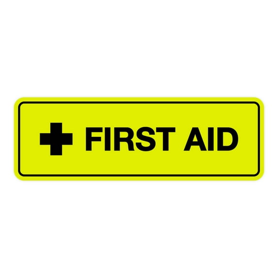 Standard First Aid Sign (Yellow / Black) - Large