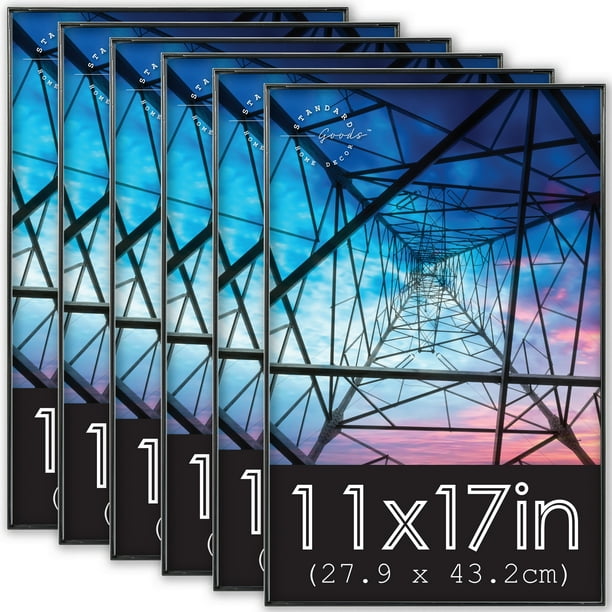 Standard Goods Home Décor 11x17 inch Black Front Loading Frame, 6Pack