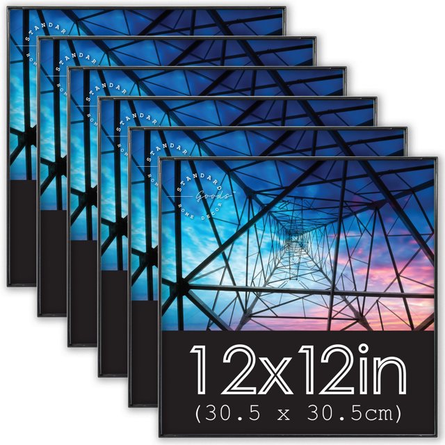 Standard Goods Home Decor 12x12 inch Black Front Loading Frame, 6Pack