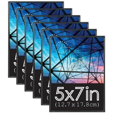 Standard Goods Home Decor 5x7 inch Black Front Loading Frame, 6-Pack for Wall or Table Display