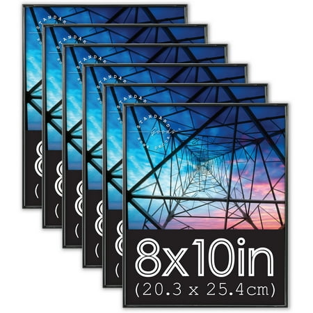 Standard Goods Home Decor 8x10 inch Black Front Loading Frame, 6-Pack for Wall or Table Display