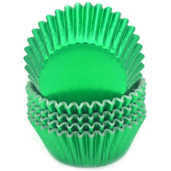 Standard Green Foil Cupcake Liners, 100-Count, Muffin Baking Cups for Party