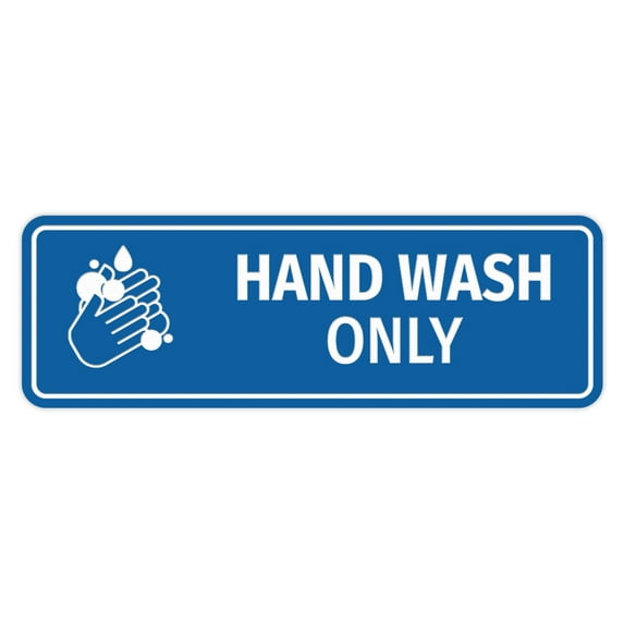 Standard Hand Wash Only (Bubbles) Sign (Blue) - Large