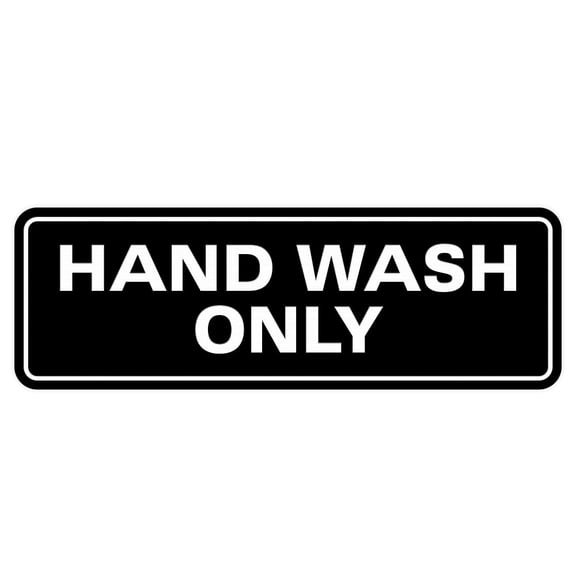 Standard Hand Wash Only Sign - Black - Small (2 x 6")