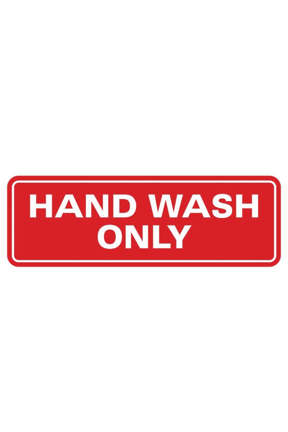 Standard Hand Wash Only Sign -Red - Small (2 x 6")