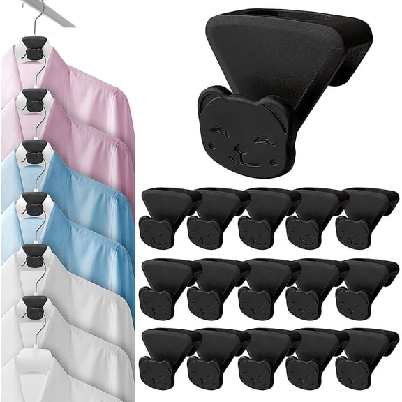 Standard Hangers, 18 Pack Space Saving Closet Organizers and Storage Shelves Hanger Extender with Heavy Duty Cascading Connection Hook,Black-Cat