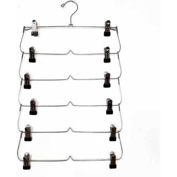 Standard Hangers 1PC Multilayer Clothes Hangers with 12 Clips Clothing Storage Rack Holder Drying Wardrobe Folding Pants Clothes Metal Skirt Rack