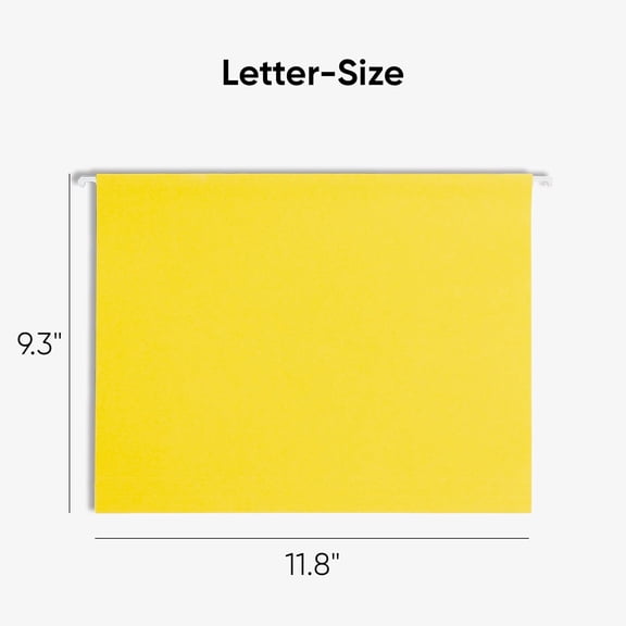 Standard Hanging File Folders, 25 Count, Assorted Primaries, 1/5-Cut Adjustable Tabs, Letter Size (64059)