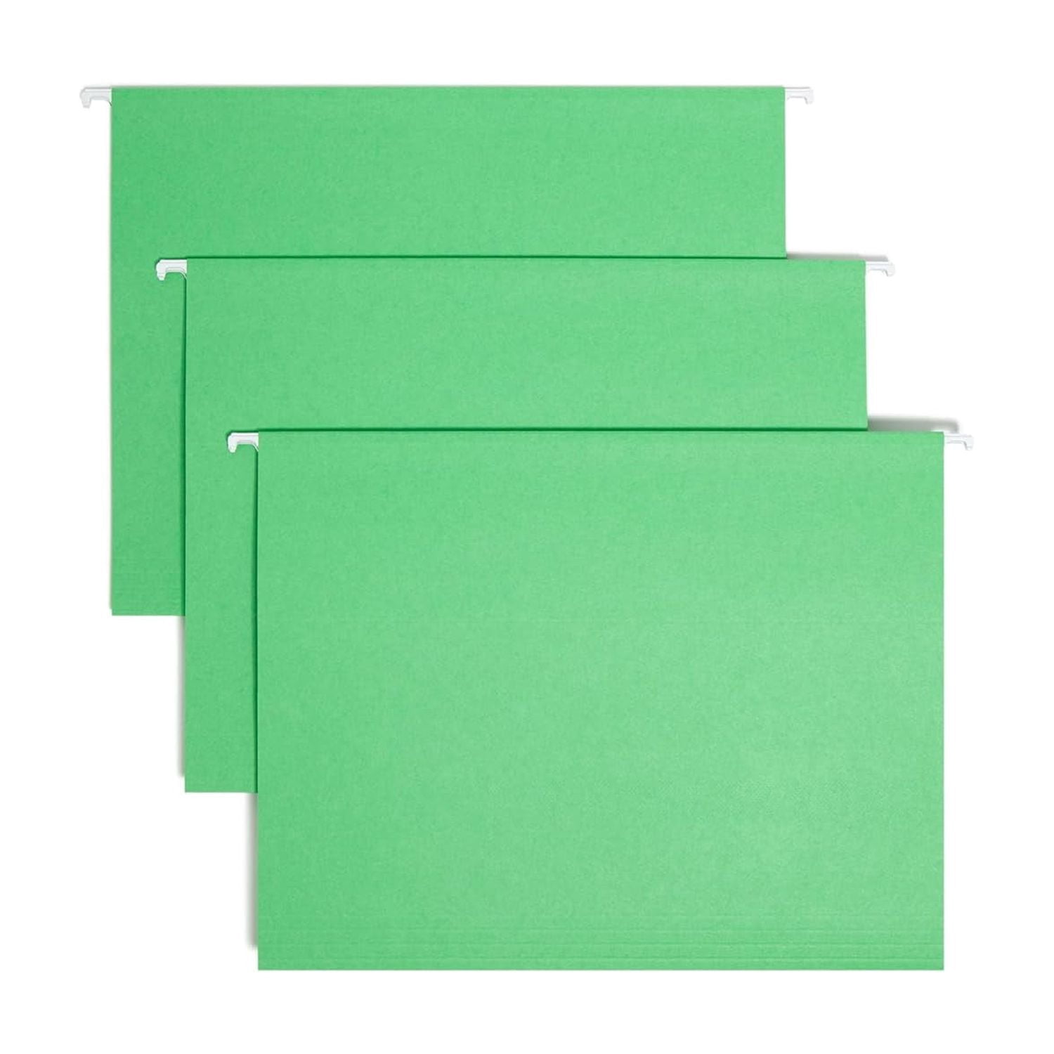 Standard Hanging File Folders, 25 Count, Green, 1/5-Cut Adjustable Tabs, Letter Size (64061)