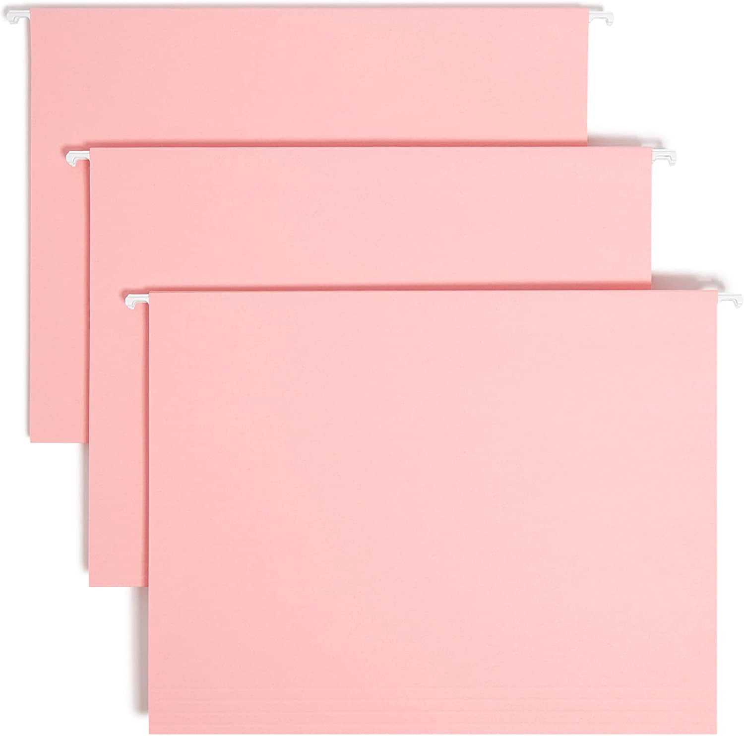 Standard Hanging File Folders, 25 Count, Pink, 1/5-Cut Adjustable Tabs, Letter Size (64066)