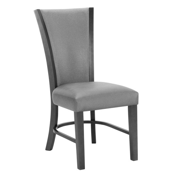 Standard Height Upholstered Side Dining Chairs | Great for Dining Room Environment | Gray Fabric on Black - Finished Wood | 2 - Piece Set for Dining
