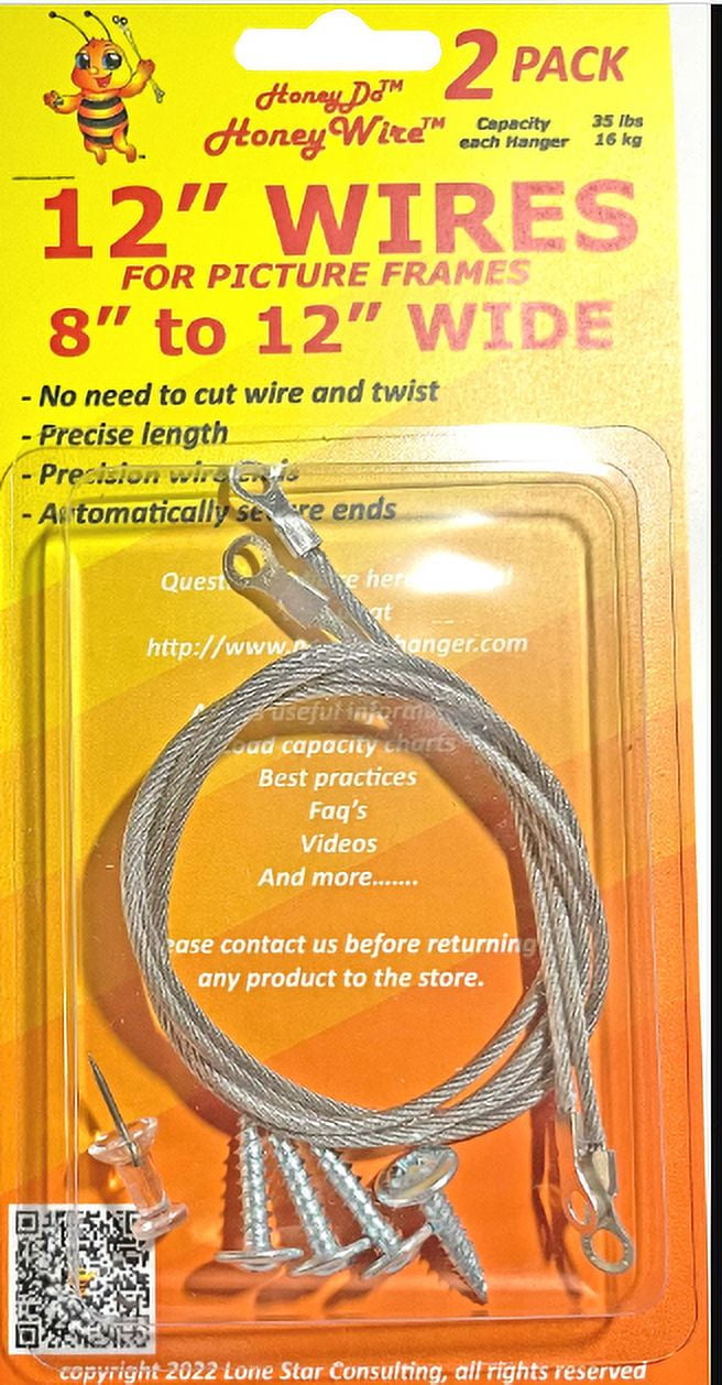 Standard HoneyWire 2 Pack 12" Precision Picture Hanging Wire for frames