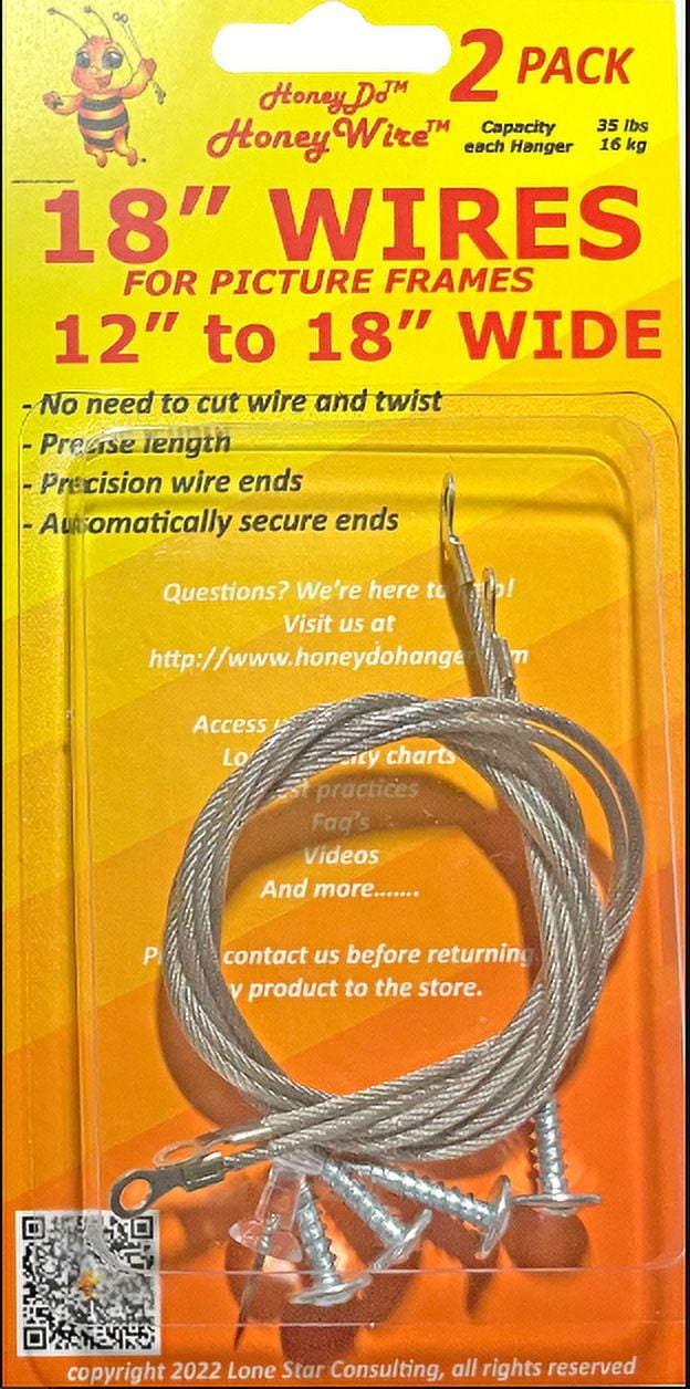 Standard HoneyWire 2 Pack 18" Precision Picture Hanging Wire for frames