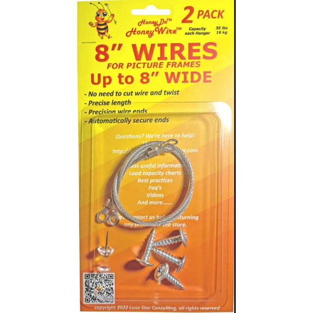 Standard HoneyWire 2 Pack 8" Precision Picture Hanging Wire for frames