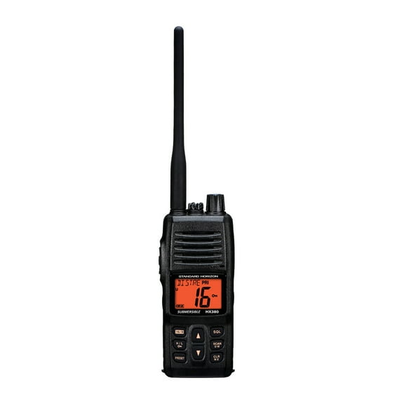 Standard Horizon HX380 1.5-Inch 5W Standard Handheld VHF Marine Radio with 40 LMR Channels, IPX7 Waterproof and NOAA Weather