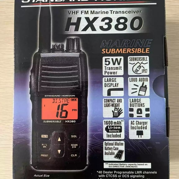 Standard Horizon HX380 VHF Marine Radio IPX7 Waterproof Class Maritime Walkie Talkie