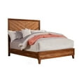 thumbnail image 1 of Standard King Size Bed with Parquet Pattern High Headboard, Brown, 1 of 2