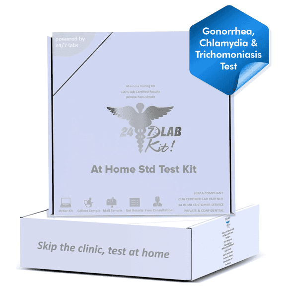 24/7 Labs At-Home Common STD Sample Collection Kit Box for Chlamydia, Gonorrhea & Trichomoniasis