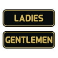 thumbnail image 1 of Standard Ladies Gentlemen Restroom Sign Set - Black / Gold Small 2" X 6", 1 of 4