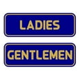 thumbnail image 1 of Standard Ladies Gentlemen Restroom Sign Set - Blue / Gold Large 3" X 9", 1 of 4
