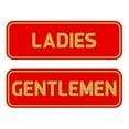 thumbnail image 1 of Standard Ladies Gentlemen Restroom Sign Set - Red / Gold Medium 2-3/4" X 7", 1 of 4