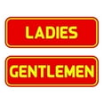thumbnail image 1 of Standard Ladies Gentlemen Restroom Sign Set - Red / Yellow Small 2" X 6", 1 of 4