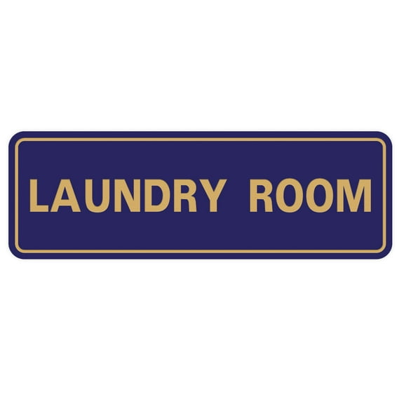 Standard Laundry Sign - Blue / Gold - Small 2" X 6"
