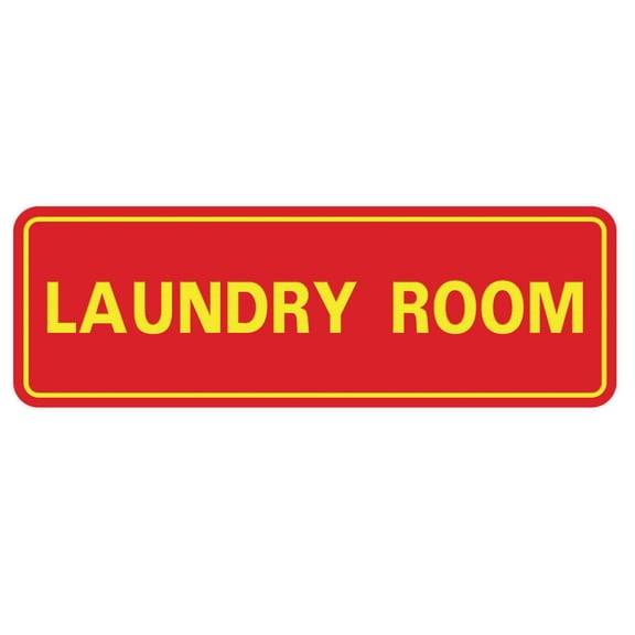 Standard Laundry Sign - Red / Yellow - Large 3" X 9"