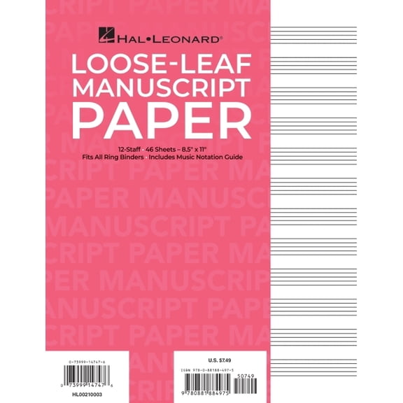 Standard Loose Leaf Manuscript Paper (Pink Cover), (Paperback)