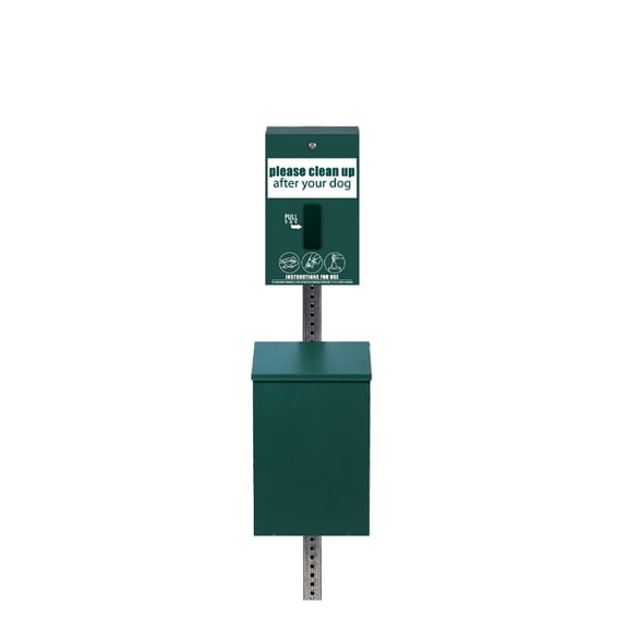 Standard Low Profile Dog Waste Station / MittN Bag System (Matte Green)