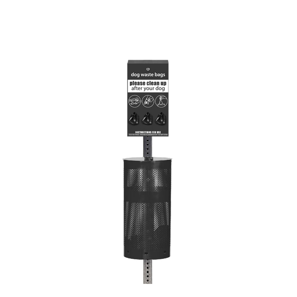Standard Low Profile Dog Waste Station / Roll Bag System (Matte Black)