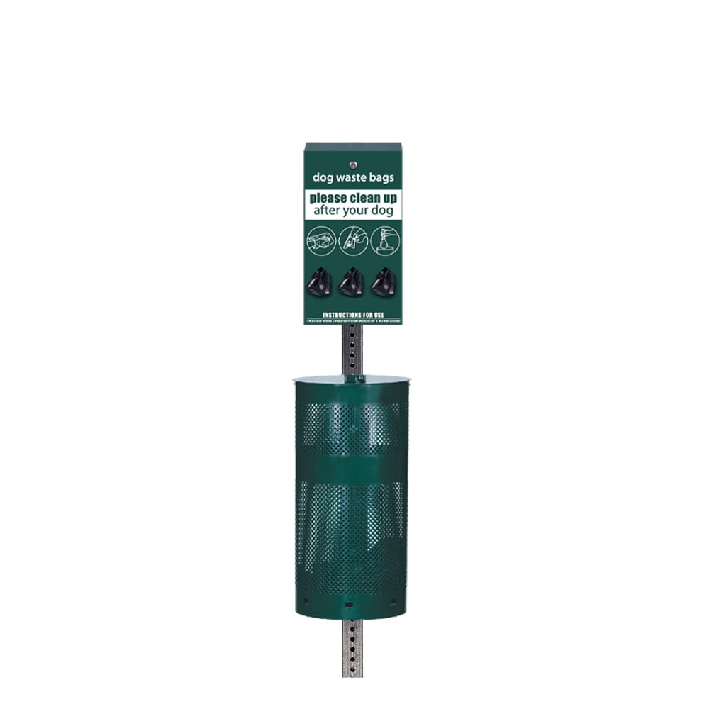 Standard Low Profile Dog Waste Station / Roll Bag System (Matte Green)