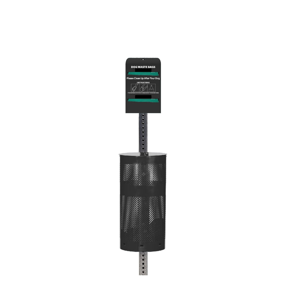 Standard Low Profile Dog Waste Station / Tie_Handle Roll (Matte Black)