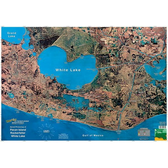 Standard Map M034 Laminated Pecan Island Fishing Map