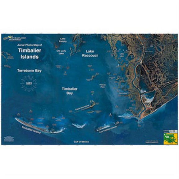 Standard Map M038 Laminated Timbalier Island Fishing Map