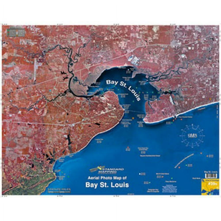 Standard Map M039 Laminated Bay St. Louis Fishing Map 