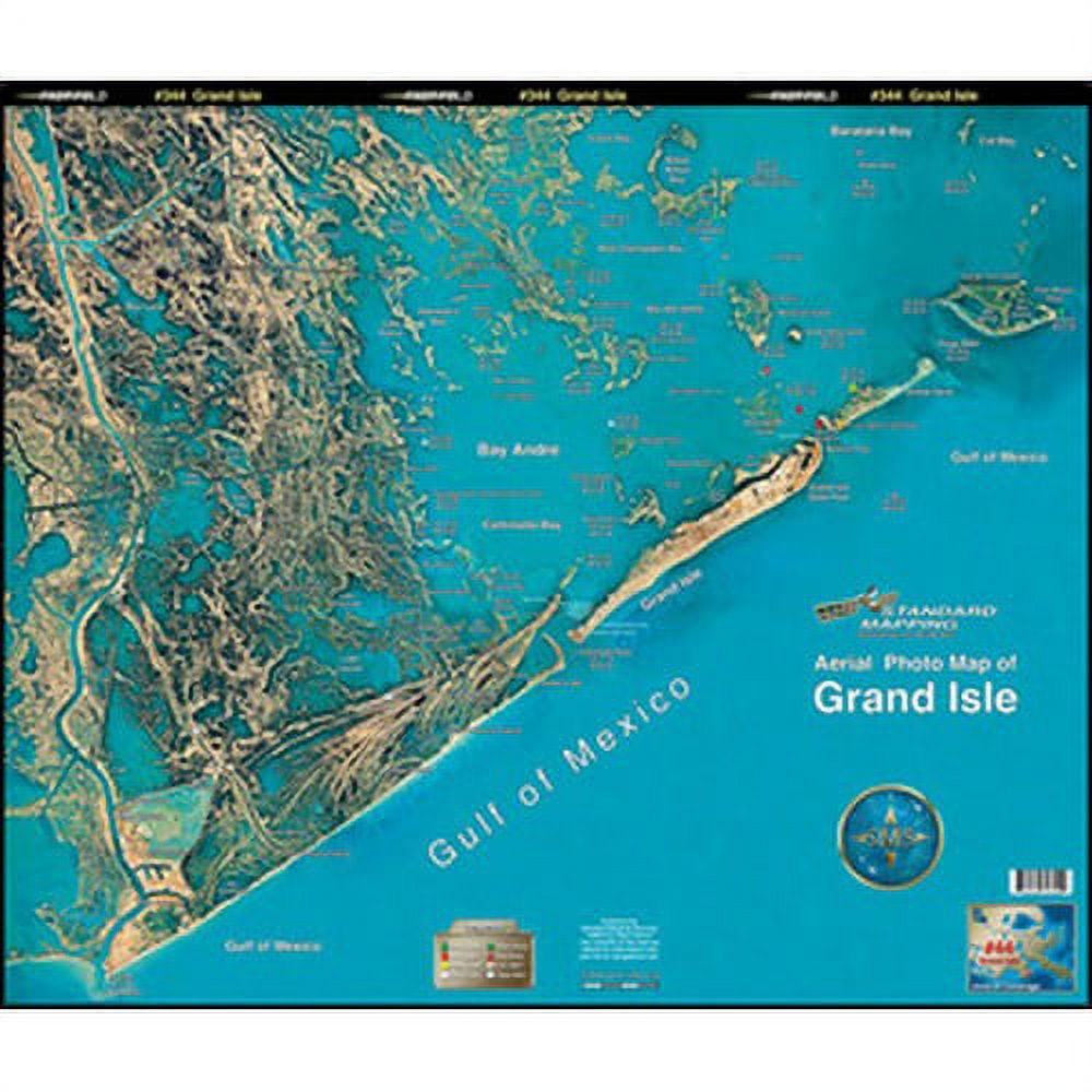 Standard Map M044 Laminated Grand Isle Louisiana Fishing Map