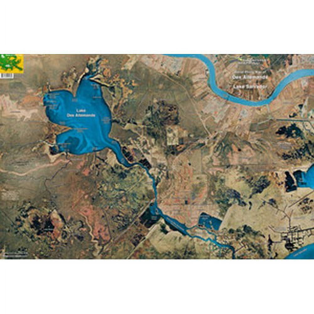 Standard Map M048 Laminated Des Allemands Lake Bouef Fishing Map