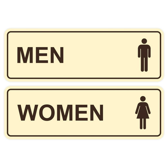 Standard Men Women Restroom Sign (Set of 2) - Ivory / Dark Brown - Small