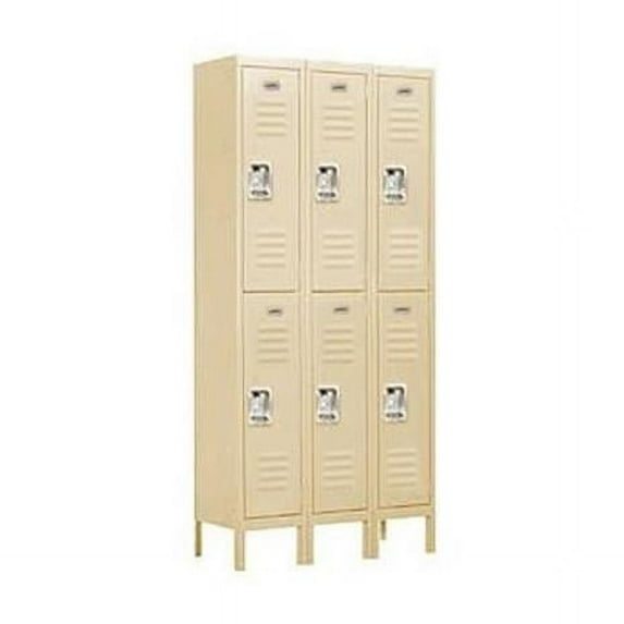 Standard Metal Locker-Double Tier-3 Wide-Tan-Assembled