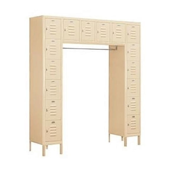 Standard Metal Locker-Six Tier Box Style Bridge-16 Box-Tan-Assembled
