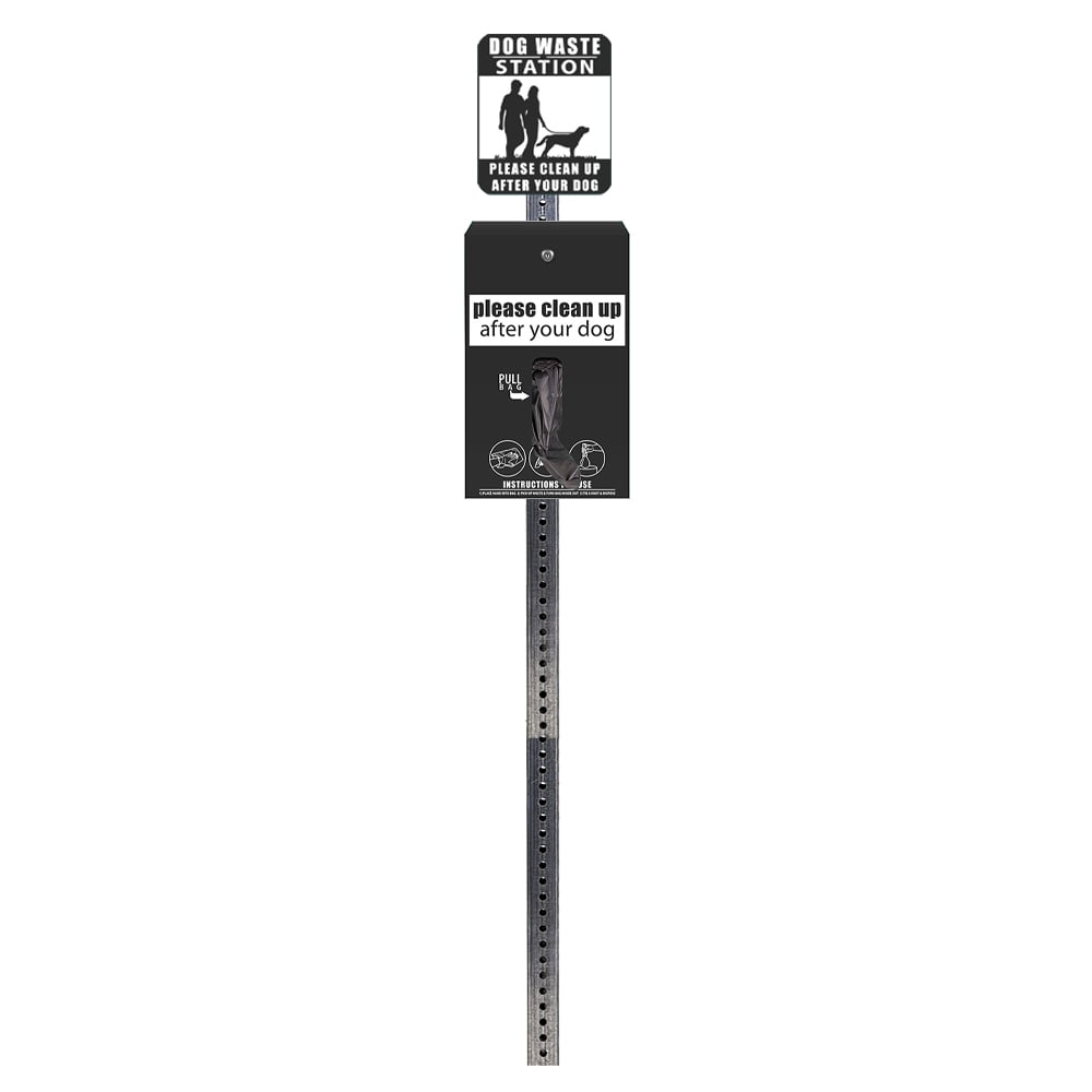 Standard Mini Dog Waste Station / EZ_Tie Hanging Bag System (Matte Black)
