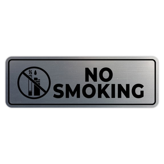 Standard NO Smoking Thank You (Cigarette Lighter) Sign (Brushed Silver) - Small