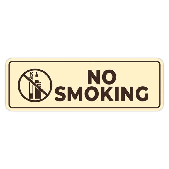 Standard NO Smoking Thank You (Cigarette Lighter) Sign (Ivory/Dark Brown) - Small