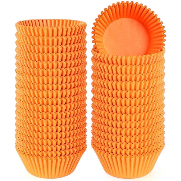 AllWays Plaza Standard Orange Cupcake Muffin Liners 500-Count, No Smell, Food Grade & Grease-Proof Paper Baking Cups (Orange)