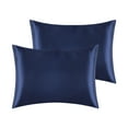 thumbnail image 1 of REGALWOVEN Set of 2 Satin Pillowcases for Hair and Skin with Envelope Closure Standard Navy Blue, 1 of 6