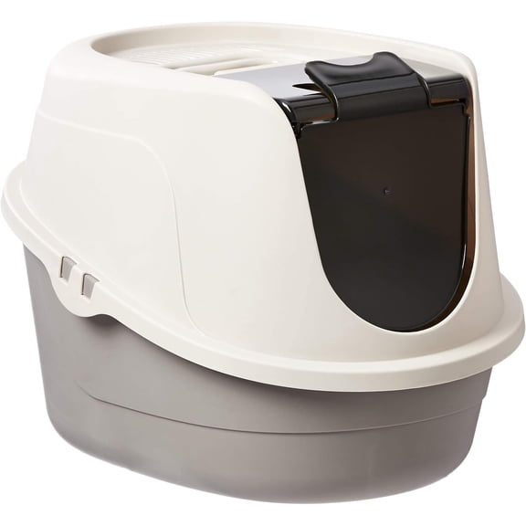 Standard No-Mess Hooded Enclosed Cat Litter Box with Odor Control and Swinging Door